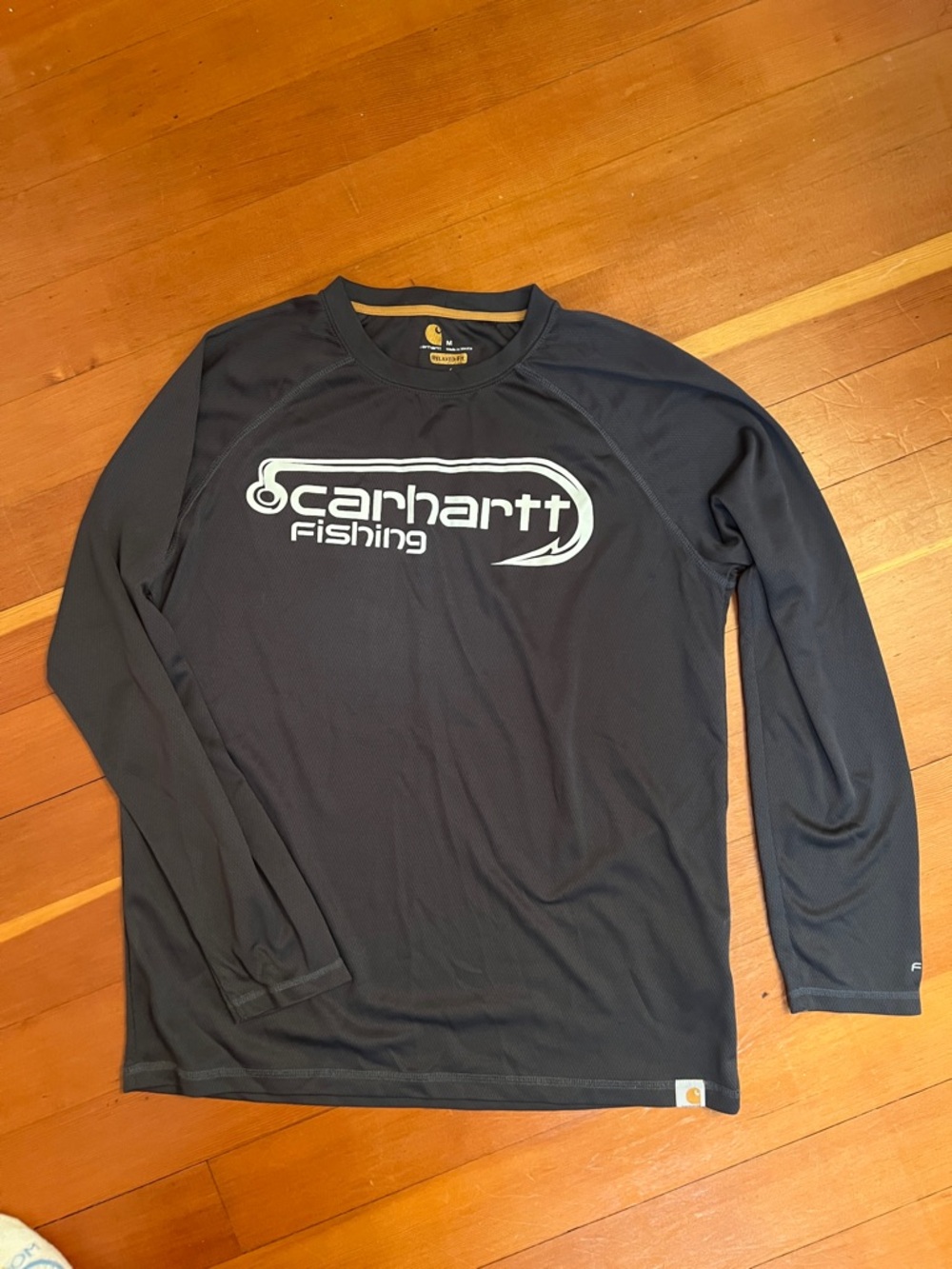 Carhartt Navy Long Sleeve Performance Fishing Shirt with White Logo